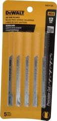 DeWALT - 3" Long, 12 Teeth per Inch, High Carbon Steel Jig Saw Blade - Toothed Edge, 1/4" Wide x 1/16" Thick, U-Shank - Apex Tool & Supply