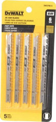 DeWALT - 4" Long, 6 Teeth per Inch, High Carbon Steel Jig Saw Blade - Toothed Edge, 1/4" Wide x 0.06" Thick, U-Shank - Apex Tool & Supply