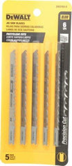 DeWALT - 4" Long, 6 Teeth per Inch, High Carbon Steel Jig Saw Blade - Toothed Edge, 1/4" Wide x 0.06" Thick, U-Shank - Apex Tool & Supply
