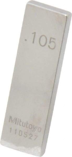 Mitutoyo - 0.105" Rectangular Steel Gage Block - Accuracy Grade 0, Includes Certificate of Inspection - Apex Tool & Supply