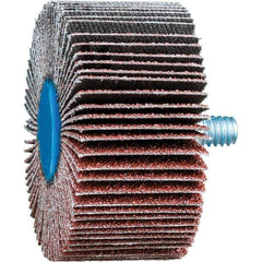 PFERD - 2" Diam x 1" Face Width, Aluminum Oxide Coated Mounted Flap Wheel - 1/4-20 Threaded Mount, 60 Grit, 23,000 Max RPM - Apex Tool & Supply