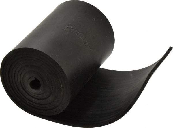 Made in USA - 1/8" Thick x 4" Wide x 60" Long, Plain Backed Buna-N Rubber Strip - Stock Length, 60 Shore A Durometer, 2,500 psi Tensile Strength, -20 to 170°F, Black - Apex Tool & Supply