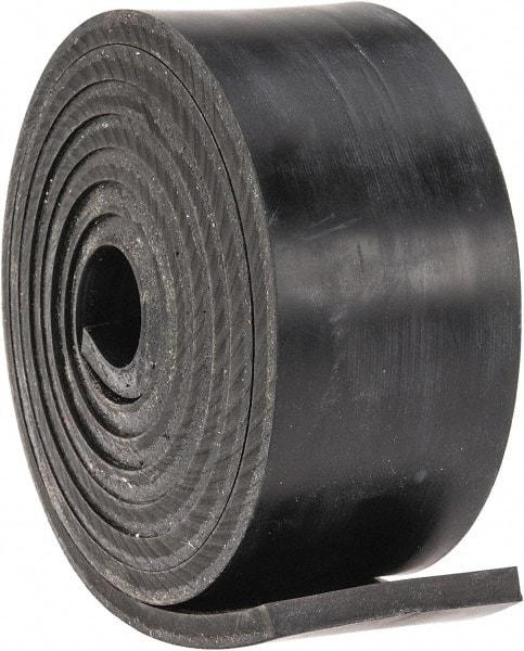Made in USA - 1/4" Thick x 2" Wide x 60" Long, Plain Backed Buna-N Rubber Strip - Stock Length, 60 Shore A Durometer, 2,500 psi Tensile Strength, -20 to 170°F, Black - Apex Tool & Supply