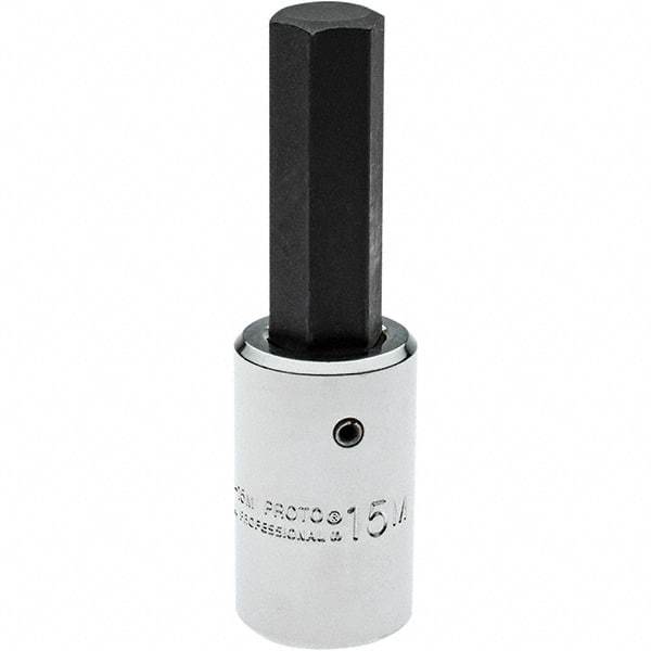 Proto - 1/2" Drive, 15mm Hex Bit Socket - 3-5/8" OAL, 1" Bit Length - Apex Tool & Supply