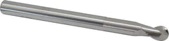 SGS - 1/2" Diam, 5/8" LOC, 2 Flute Solid Carbide Ball End Mill - Uncoated, Single End, 6" OAL, 1/2" Shank Diam, Spiral Flute - Apex Tool & Supply