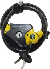 Master Lock - 6' Long 4 Pin Tumbler Keyed Padlock Cable & Lock - 3/8" Diam, Keyed Alike - Apex Tool & Supply