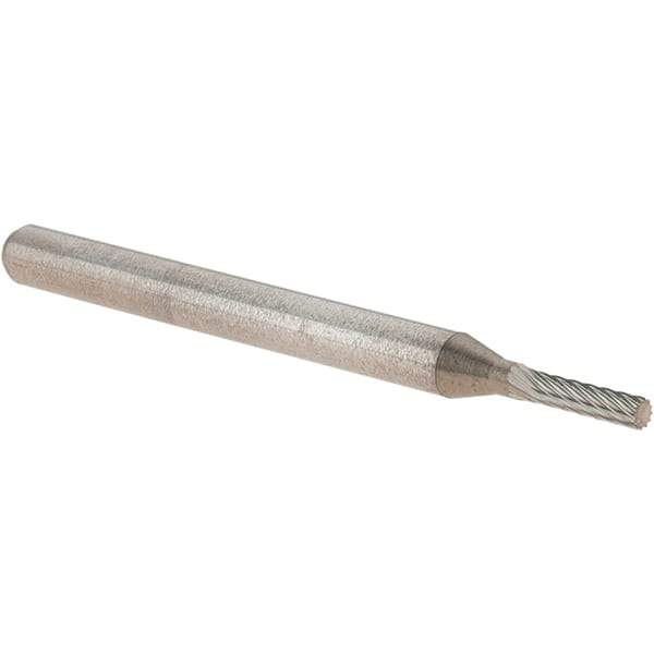 M.A. Ford - 1/16" Cut Diam, 1/8" Shank Diam, Cylinder Head Double Cut Burr - Carbide, Flat End, 1/4" LOC, 1-1/2" OAL - Apex Tool & Supply