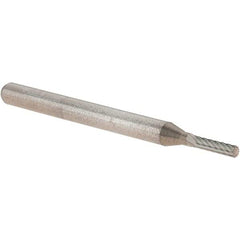 M.A. Ford - 1/16" Cut Diam, 1/8" Shank Diam, Cylinder Head Double Cut Burr - Carbide, Flat End, 1/4" LOC, 1-1/2" OAL - Apex Tool & Supply