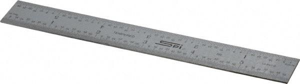 SPI - 6" Long, 1/100, 1/64, 1/32, 1/10" Graduation, Rigid Steel Rule - 5R Graduation Style, 3/4" Wide, Silver, Satin Chrome Finish - Apex Tool & Supply
