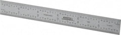 SPI - 6" Long, 1/100, 1/64, 1/50, 1/32" Graduation, Rigid Steel Rule - 16R Graduation Style, 3/4" Wide, Silver, Satin Chrome Finish - Apex Tool & Supply