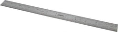 SPI - 12" Long, 1/64, 1/50, 1/32, 1/10" Graduation, Rigid Steel Rule - 3R Graduation Style, 1" Wide, Silver, Satin Chrome Finish - Apex Tool & Supply