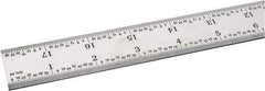 SPI - 18" Long, 1/100, 1/64, 1/32, 1/10" Graduation, Rigid Steel Rule - 5R Graduation Style, 1-1/8" Wide, Silver, Satin Chrome Finish - Apex Tool & Supply