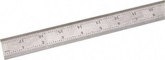 SPI - 18" Long, 1/100, 1/64, 1/50, 1/32" Graduation, Rigid Steel Rule - 16R Graduation Style, 1-1/8" Wide, Silver, Satin Chrome Finish - Apex Tool & Supply