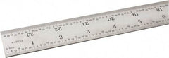 SPI - 24" Long, 1/100, 1/64, 1/32, 1/10" Graduation, Rigid Steel Rule - 5R Graduation Style, 1-1/8" Wide, Silver, Satin Chrome Finish - Apex Tool & Supply