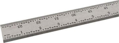 SPI - 24" Long, 1/64, 1/32" and 0.5, 1mm Graduation, Rigid Steel Rule - English/Metric Graduation Style, 1-1/8" Wide, Silver, Satin Chrome Finish - Apex Tool & Supply
