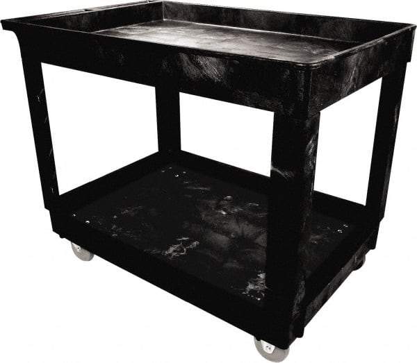 Rubbermaid - 300 Lb Capacity, 24" Wide x 40" Long x 32-3/8" High Standard Utility Cart - 2 Shelf, Plastic - Apex Tool & Supply