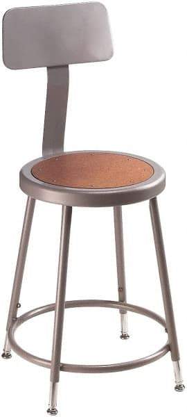 NPS - 16-3/4" Wide x 18-1/2" Deep x 44 to 53-1/2" High, Standard Base, Adjustable Seat Stool - Hardboard Seat, Gray and Brown - Apex Tool & Supply