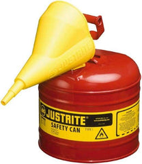 Justrite - 2 Gal Brass Type I Safety Can - 9-1/2" High, Red - Apex Tool & Supply
