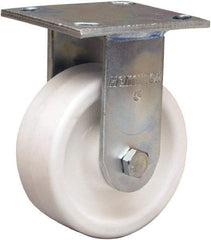 Hamilton - 5" Diam x 2" Wide x 7" OAH Top Plate Mount Rigid Caster - Polyolefin, Delrin Bearing, 4 x 4-1/2" Plate - Apex Tool & Supply