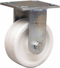 Hamilton - 5" Diam x 2" Wide x 6-1/2" OAH Top Plate Mount Rigid Caster - Polyolefin, 650 Lb Capacity, Delrin Bearing, 4 x 4-1/2" Plate - Apex Tool & Supply