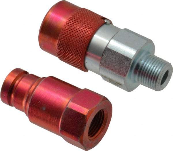 Value Collection - 3/8 NPTF Steel Hydraulic Hose Flush Face Coupler Set - Apex Tool & Supply