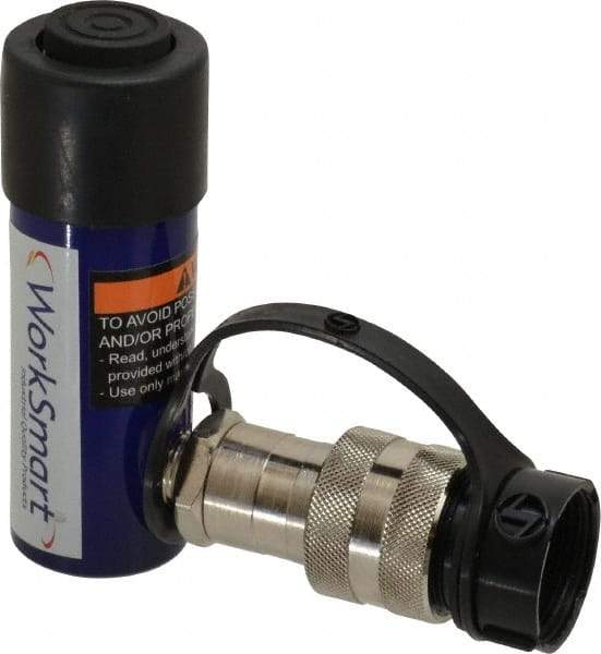 Value Collection - 5 Ton, 1" Stroke, 1 Cu In Oil Capacity, Portable Hydraulic Single Acting Cylinder - 1 Sq In Effective Area, 4.58" Lowered Ht., 5.58" Max Ht., 1.13" Cyl Bore Diam, 1" Plunger Rod Diam, 10,000 Max psi - Apex Tool & Supply