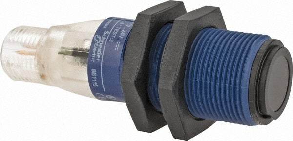 Telemecanique Sensors - 4 Pin M12 Connector, 15m Nominal Distance, Shock and Vibration Resistant, Through Beam Photoelectric Sensor - 12 to 24 VDC, 500 Hz, PBT, 60mm Long x 18mm Wide - Apex Tool & Supply