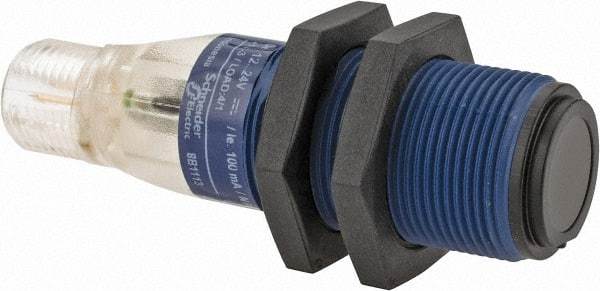 Telemecanique Sensors - 4 Pin M12 Connector, 15m Nominal Distance, Shock and Vibration Resistant, Through Beam Photoelectric Sensor - 12 to 24 VDC, 500 Hz, PBT, 2.36 Inch Long x 0.71 Inch Wide - Apex Tool & Supply