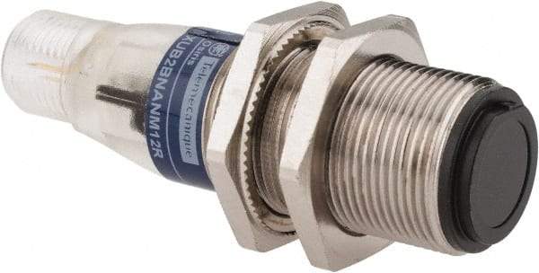 Telemecanique Sensors - 4 Pin M12 Connector, 15m Nominal Distance, Shock and Vibration Resistant, Through Beam Photoelectric Sensor - 12 to 24 VDC, 500 Hz, Nickel Plated Brass, 2.36 Inch Long x 0.71 Inch Wide - Apex Tool & Supply