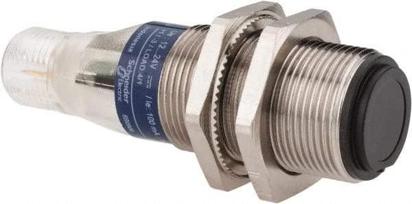 Telemecanique Sensors - 4 Pin M12 Connector, 15m Nominal Distance, Shock and Vibration Resistant, Through Beam Photoelectric Sensor - 12 to 24 VDC, 500 Hz, Nickel Plated Brass, 2.36 Inch Long x 0.71 Inch Wide - Apex Tool & Supply
