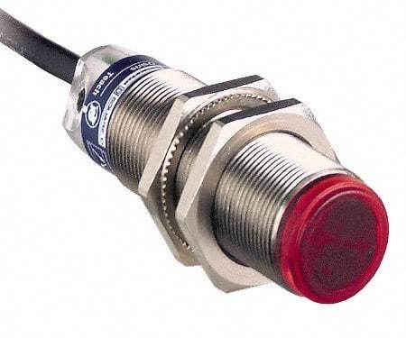 Telemecanique Sensors - Cable Connector, 1m Nominal Distance, Shock and Vibration Resistant, Diffused Photoelectric Sensor - 12 to 24 VDC, 500 Hz, Brass, 62mm Long x 18mm Wide x 7 Inch High - Apex Tool & Supply