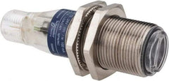 Telemecanique Sensors - 4 Pin M12 Connector, 0.1m Nominal Distance, Shock and Vibration Resistant, Diffused Photoelectric Sensor - 12 to 24 VDC, 500 Hz, Nickel Plated Brass, 2.36 Inch Long x 0.71 Inch Wide - Apex Tool & Supply
