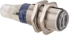 Telemecanique Sensors - 4 Pin M12 Connector, 0.1m Nominal Distance, Shock and Vibration Resistant, Diffused Photoelectric Sensor - 12 to 24 VDC, 500 Hz, Nickel Plated Brass, 2.36 Inch Long x 0.71 Inch Wide - Apex Tool & Supply