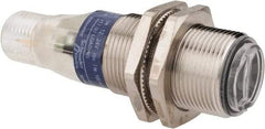 Telemecanique Sensors - 4 Pin M12 Connector, 0.1m Nominal Distance, Shock and Vibration Resistant, Diffused Photoelectric Sensor - 12 to 24 VDC, 500 Hz, Nickel Plated Brass, 2.36 Inch Long x 0.71 Inch Wide - Apex Tool & Supply