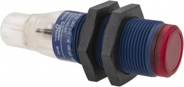 Telemecanique Sensors - 4 Pin M12 Connector, 2m Nominal Distance, Shock and Vibration Resistant, Polarized Retroreflective Photoelectric Sensor - 12 to 24 VDC, 500 Hz, PBT, 2.44 Inch Long x 0.71 Inch Wide - Apex Tool & Supply