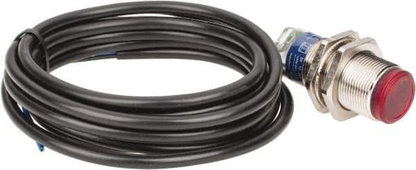 Telemecanique Sensors - Cable Connector, 2m Nominal Distance, Shock and Vibration Resistant, Polarized Retroreflective Photoelectric Sensor - 12 to 24 VDC, 500 Hz, Nickel Plated Brass, 1.89 Inch Long x 0.71 Inch Wide - Apex Tool & Supply