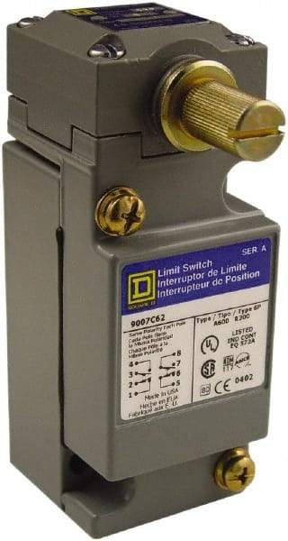 Square D - DPDT, 2NC/2NO, 600 Volt Screw Terminal, Rotary Head Actuator, General Purpose Limit Switch - 1, 2, 4, 6, 12, 13, 6P NEMA Rating, IP67 IPR Rating - Apex Tool & Supply