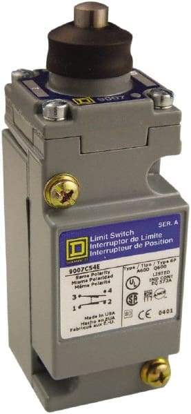 Square D - SPDT, NC/NO, Multiple VDC Levels, Screw Terminal, Plunger Actuator, General Purpose Limit Switch - 1, 2, 4, 6, 12, 13, 6P NEMA Rating, IP66 IPR Rating - Apex Tool & Supply
