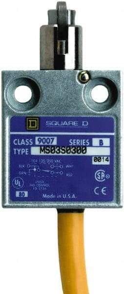 Square D - SPDT, NC/NO, 240 VAC, Prewired Terminal, Roller Plunger Actuator, General Purpose Limit Switch - 1, 2, 4, 6, 6P NEMA Rating, IP67 IPR Rating, 80 Ounce Operating Force - Apex Tool & Supply