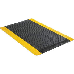 Wearwell - 5' Long x 3' Wide, Dry Environment, Anti-Fatigue Matting - Black with Yellow Borders, Vinyl with Urethane Sponge Base, Beveled on 4 Sides - Apex Tool & Supply