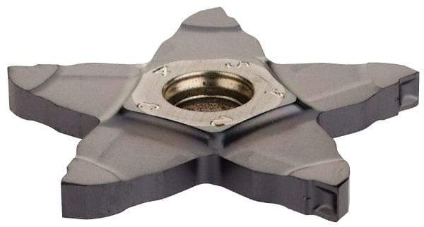 Iscar - PENTA C IC908 Grade, 0.118" Cutting Width, Carbide Cutoff Insert - 0° Neutral Lead Angle, 0.008" Cnr Rad, TiAlN Coated, Other End - Apex Tool & Supply