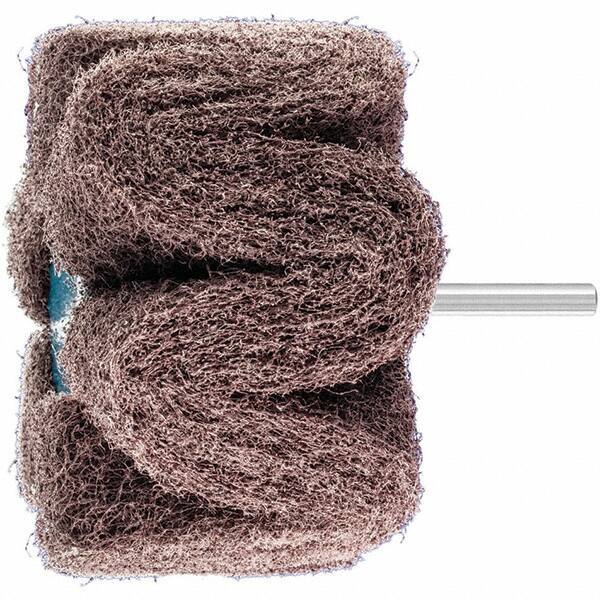 PFERD - 4" Diam x 2" Face Width, Aluminum Oxide Nonwoven Mounted Flap Wheel - 1/4" Shank Mount, 100 Grit, 6,000 Max RPM - Apex Tool & Supply