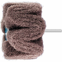 PFERD - 4" Diam x 2" Face Width, Aluminum Oxide Nonwoven Mounted Flap Wheel - 1/4" Shank Mount, 100 Grit, 6,000 Max RPM - Apex Tool & Supply