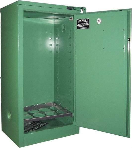 Securall Cabinets - 1 Door, Green Steel Standard Safety Cabinet for Flammable and Combustible Liquids - 46" High x 23" Wide x 18" Deep, Self Closing Door, 3 Point Key Lock, D, E Cylinder Capacity - Apex Tool & Supply