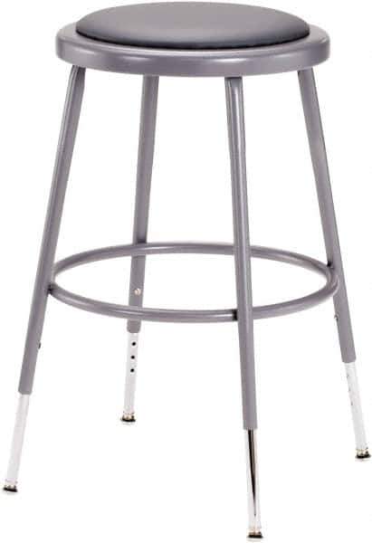 NPS - 18 Inch High, Stationary Adjustable Height Stool - 16 Inch Deep x 16 Inch Wide, Vinyl Seat, Grey - Apex Tool & Supply