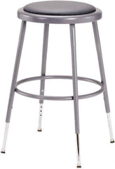 NPS - 18 Inch High, Stationary Adjustable Height Stool - 16 Inch Deep x 16 Inch Wide, Vinyl Seat, Grey - Apex Tool & Supply