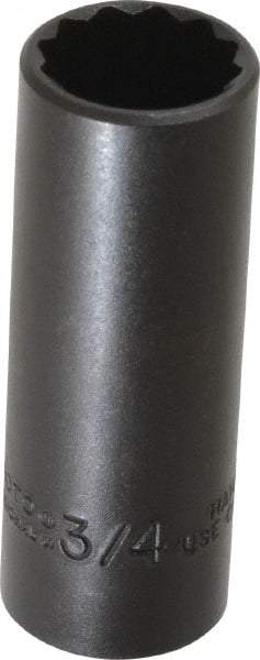 Proto - 3/4", 3/8" Drive, Deep Hand Socket - 12 Points, 2-3/4" OAL, Alloy Steel, Black Finish - Apex Tool & Supply