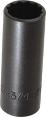 Proto - 3/4", 3/8" Drive, Deep Hand Socket - 12 Points, 2-3/4" OAL, Alloy Steel, Black Finish - Apex Tool & Supply