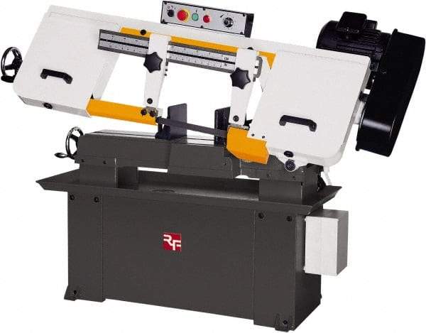 Rong Fu - 5 x 16" Max Capacity, Manual Step Pulley Horizontal Bandsaw - 114, 196, 288 & 377 SFPM Blade Speed, 110 Volts, 45°, 1.5 hp, 1 Phase - Apex Tool & Supply