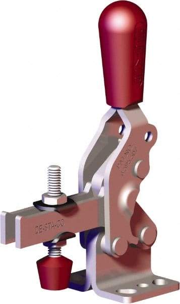 De-Sta-Co - 607 Lb Holding Capacity, Vertical Handle, Manual Hold Down Toggle Clamp - 72° Handle Movement, 90° Bar Opening, U-Bar, Flanged Base, Carbon Steel - Apex Tool & Supply